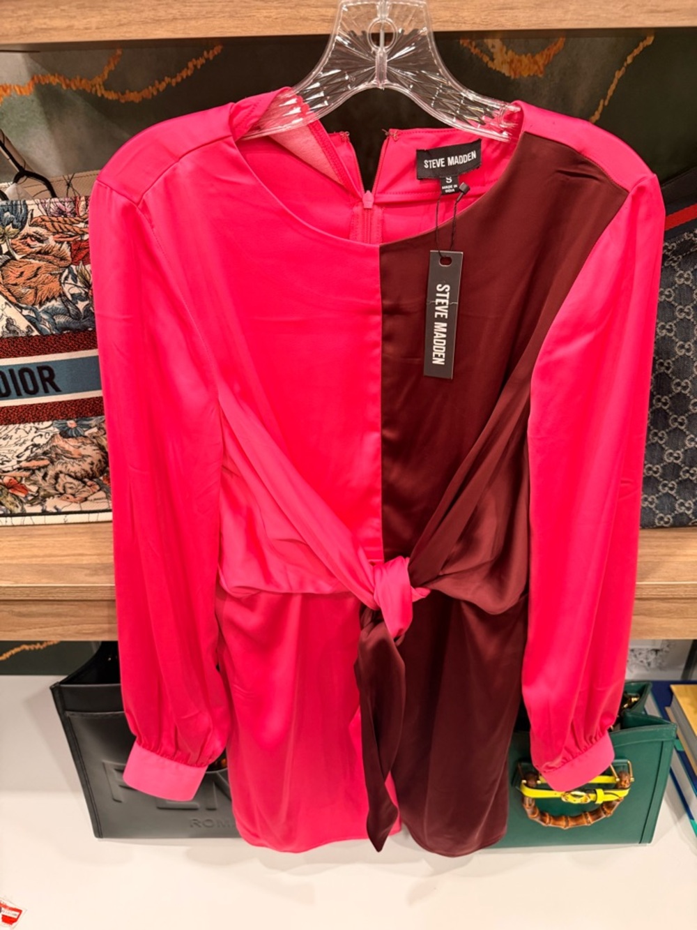 Steve Madden Pink and Brown Colorblock Mini Dress